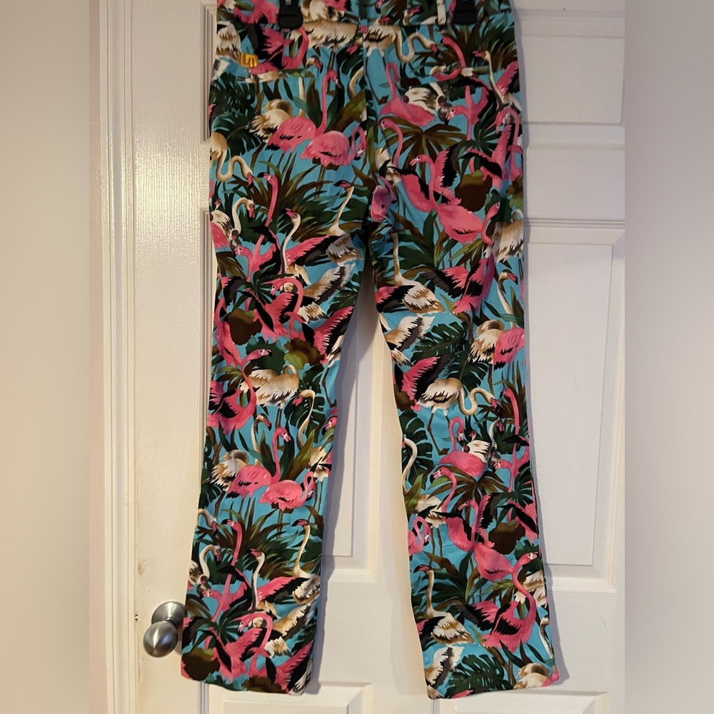 Loudmouth Golf Pants Pink Flamingos Tropical Fancy Birds 34x34L